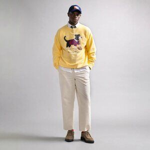 Rowing Blazers Men's Cotton Dog Crewneck Sweatshirt in Lemon Yellow Size XL